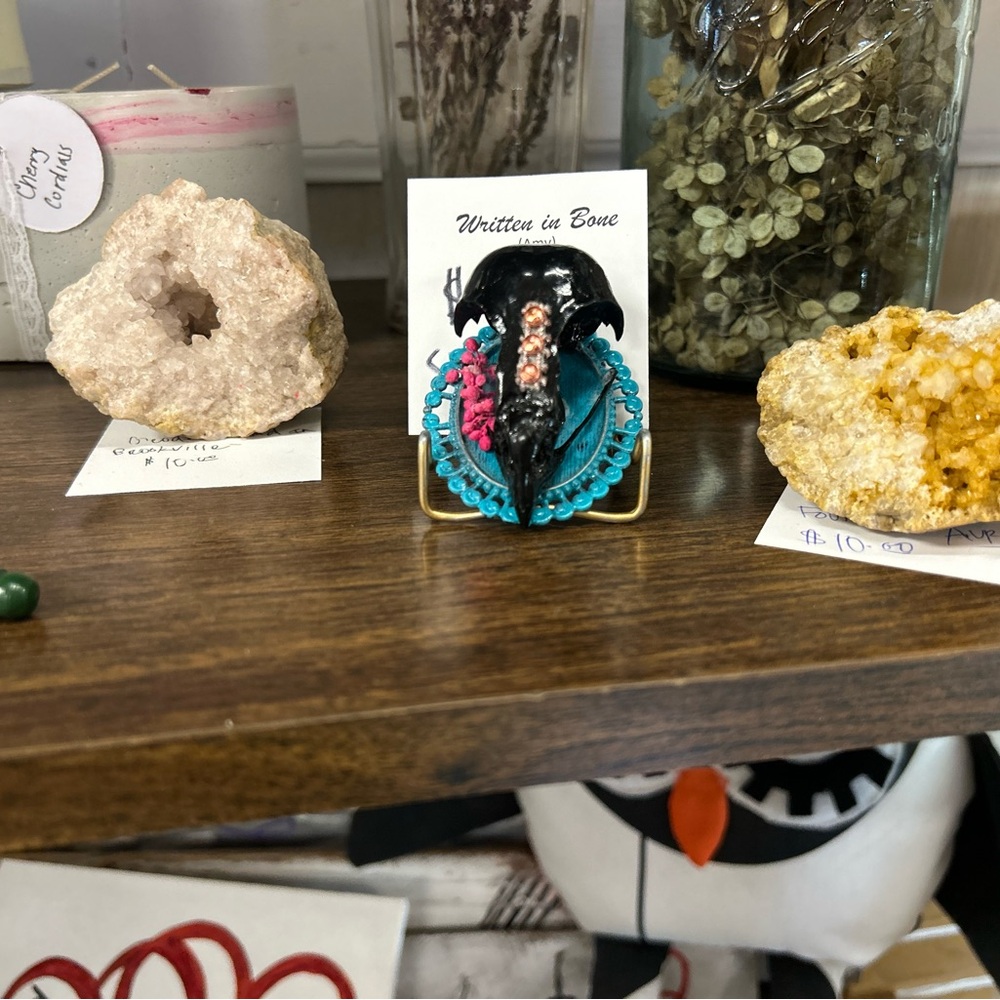 Black and Blue Skull Sculpture